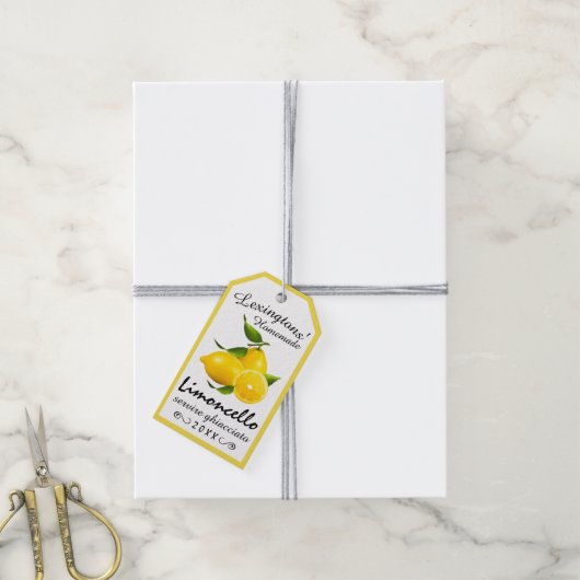 Zelfgemaakte Limoncello Bottle Hang Label | Cadeaulabel (Met Touw)