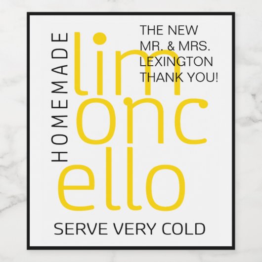 Zelfgemaakte Limoncello Bruiloft Gast Favor Label  Wijn Etiket (Enkel label)