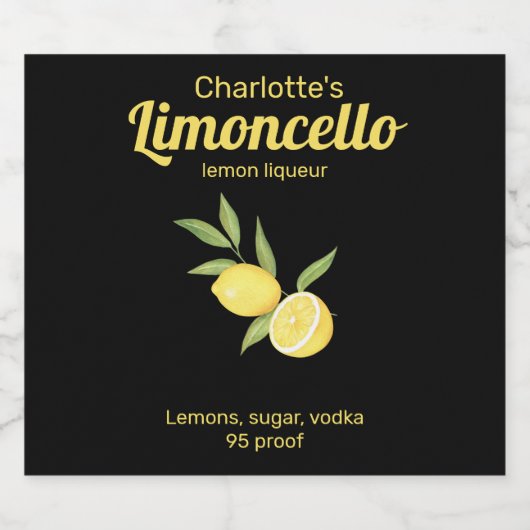 Zelfgemaakte Limoncello Citroenlikeur Likeurfles Etiket (Enkel label)