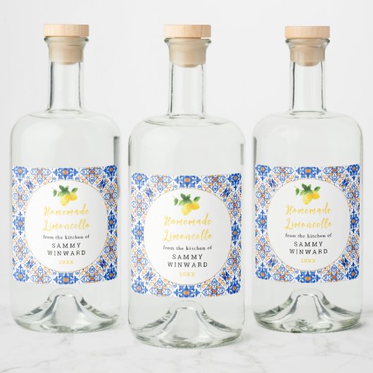 Zelfgemaakte Limoncello Drink Likeurfles Etiket (Flessen)