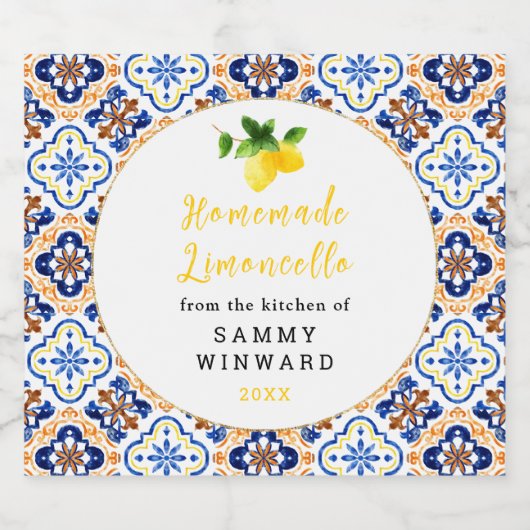 Zelfgemaakte Limoncello Drink Likeurfles Etiket (Enkel label)