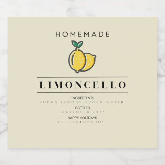 Zelfgemaakte limoncello flesetiketten likeurfles etiket (Enkel label)
