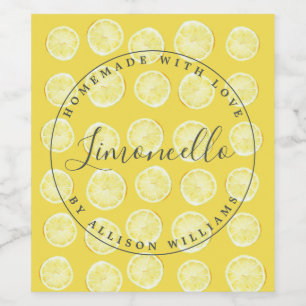 Zelfgemaakte Limoncello Fleslabel Helder Geel Wijn Etiket
