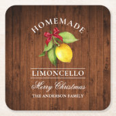 Zelfgemaakte Limoncello houtprint Kerstmis Kartonnen Onderzetters (Voorkant)
