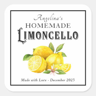 Zelfgemaakte Limoncello Italiaanse likeur met naam Vierkante Sticker