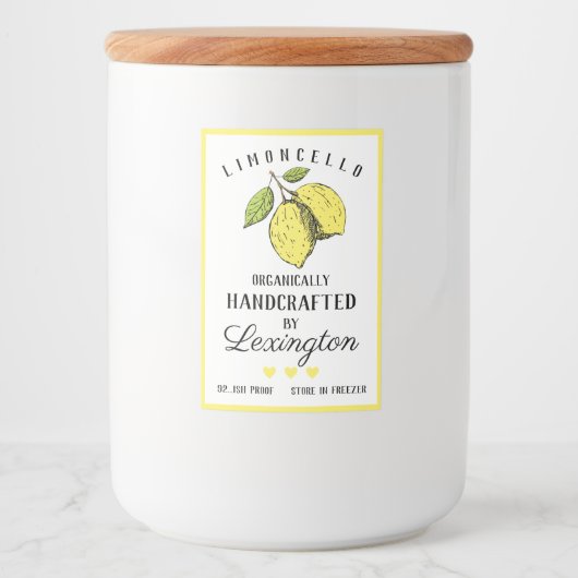 Zelfgemaakte limoncello likeur kleine fles label | voedselcontainer etiket (Voorkant)
