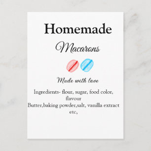 Zelfgemaakte macarons voegen ingrediënten toe gema briefkaart