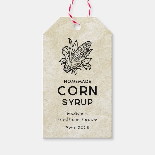  zelfgemaakte maïs siroop pantry label cadeaulabel (Voorkant)