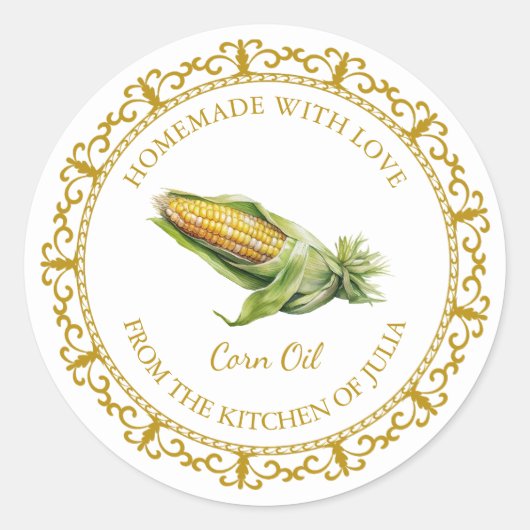  Zelfgemaakte maïsolie Label L Wit (Voorkant)