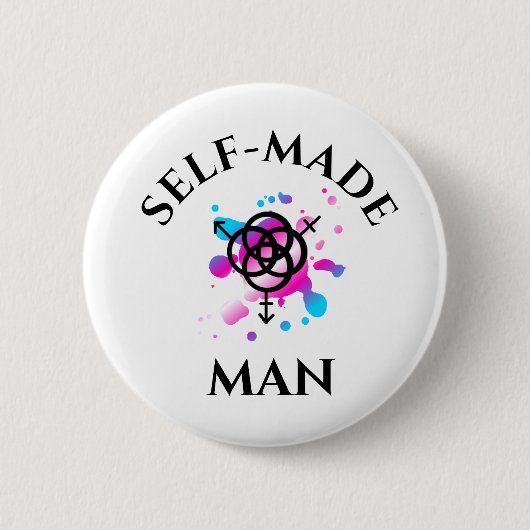 Zelfgemaakte man knop - transpride ronde button 5,7 cm (Voorkant)
