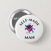 Zelfgemaakte man knop - transpride ronde button 5,7 cm (Voorkant /achterkant)