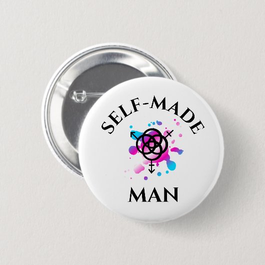 Zelfgemaakte man knop - transpride ronde button 5,7 cm (Voorkant /achterkant)