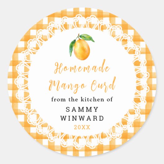 Zelfgemaakte Mango Curd Pot Etiket (Voorkant)