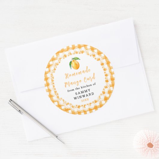 Zelfgemaakte Mango Curd Pot Etiket (Envelop)