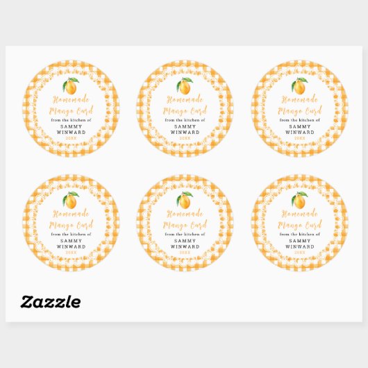 Zelfgemaakte Mango Curd Pot Etiket (Vel)