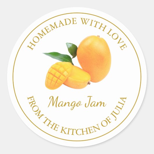 Zelfgemaakte Mango Jam Label | Wit (Voorkant)