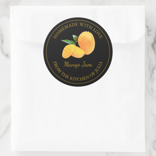 Zelfgemaakte Mango Jam Label | Zwart (Tas)