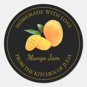 Zelfgemaakte Mango Jam Label   Zwart