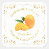 zelfgemaakte Mango Jam Square Label (Voorkant)