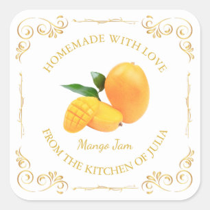  zelfgemaakte Mango Jam Square Label