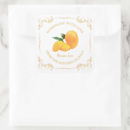  zelfgemaakte Mango Jam Square Label (Tas)