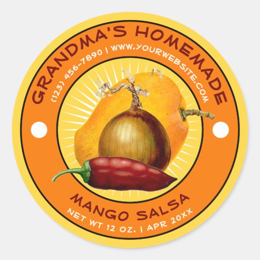 Zelfgemaakte Mango Salsa Label Sjabloon (Voorkant)