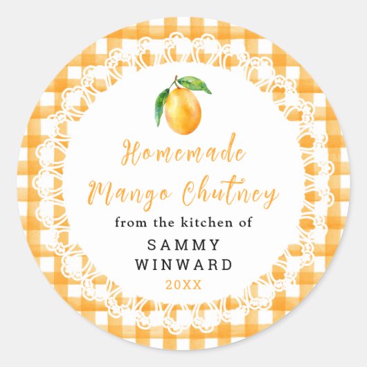 Zelfgemaakte Mangochutney Pot Etiket (Voorkant)