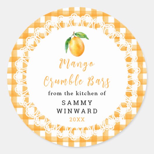 Zelfgemaakte Mangocrumble Reep Label (Voorkant)