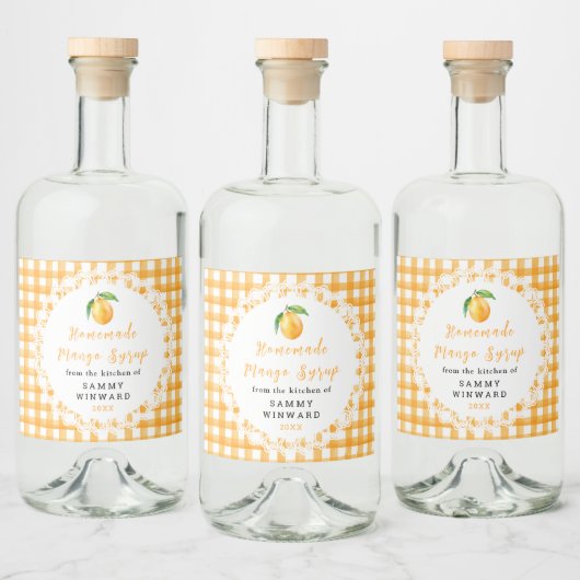 Zelfgemaakte Mangosiroop Fles Etiket (Flessen)