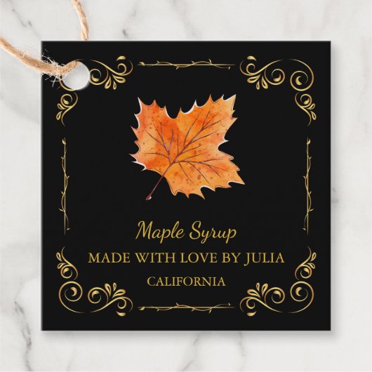 Zelfgemaakte Maple Syrup Square Hang Label (Voorkant)