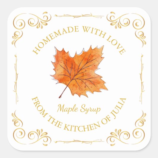  zelfgemaakte Maple Syrup Square Label (Voorkant)