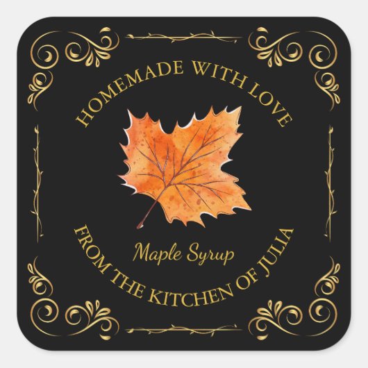 zelfgemaakte Maple Syrup Square Label (Voorkant)