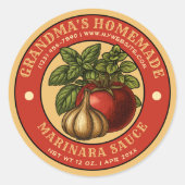 Zelfgemaakte Marinara Sauce Label Sjabloon (Voorkant)