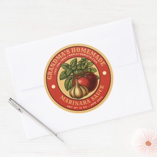 Zelfgemaakte Marinara Sauce Label Sjabloon (Envelop)