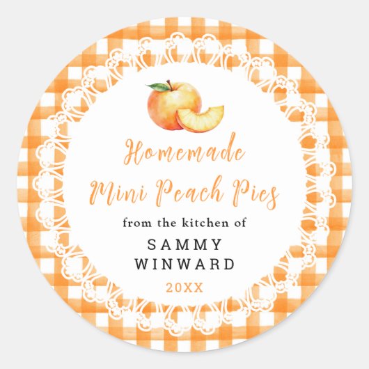 Zelfgemaakte Mini Peach Pie Etiket (Voorkant)