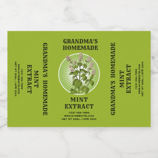  Zelfgemaakte Mint Extract Label Sjabloon Likeurfles Etiket (Enkel label)