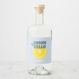 Zelfgemaakte Moderne Lichtblauwe Liefde Limoncello Likeurfles Etiket