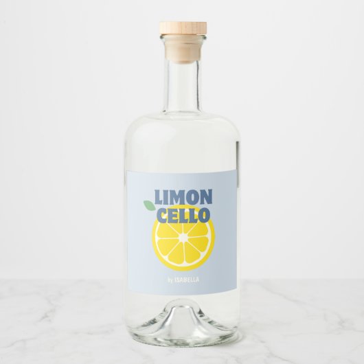 Zelfgemaakte Moderne Lichtblauwe Liefde Limoncello Likeurfles Etiket (Voorkant)