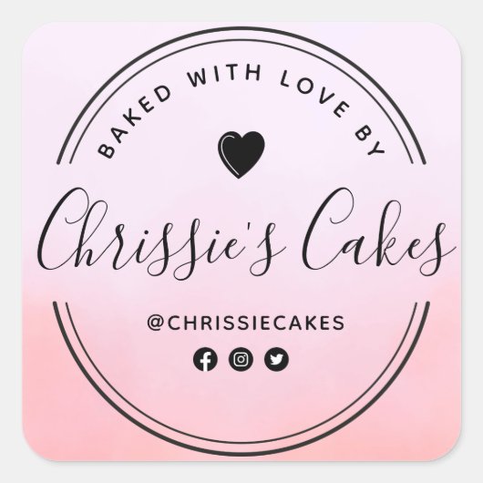 Zelfgemaakte mooie waterverf script belettering vierkante sticker (Voorkant)