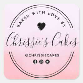 Zelfgemaakte mooie waterverf script belettering vierkante sticker