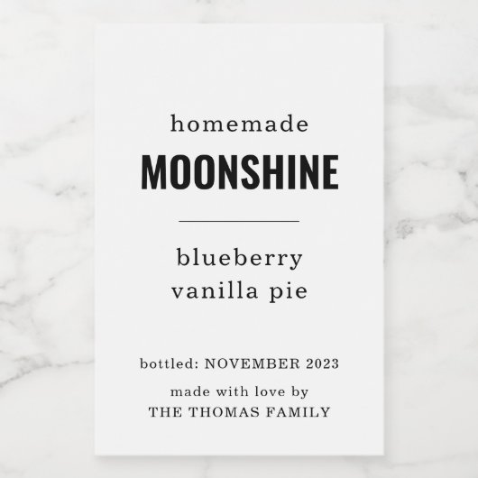 Zelfgemaakte Moonshine Labels Wijn Etiket (Enkel label)