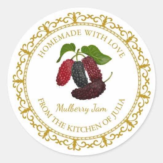  Zelfgemaakte Mulberry Jam Label l Wit (Voorkant)