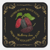 zelfgemaakte Mulberry Jam Square Label (Voorkant)