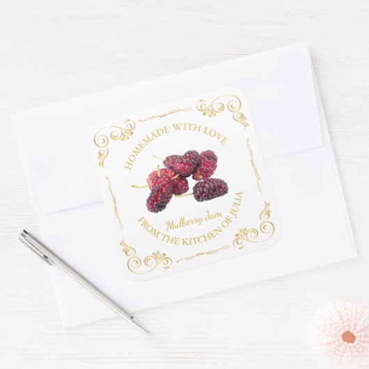  zelfgemaakte Mulberry Jam Square Label (Envelop)