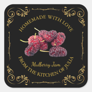 zelfgemaakte Mulberry Jam Square Label