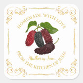 zelfgemaakte Mulberry Jam Square Label (Voorkant)