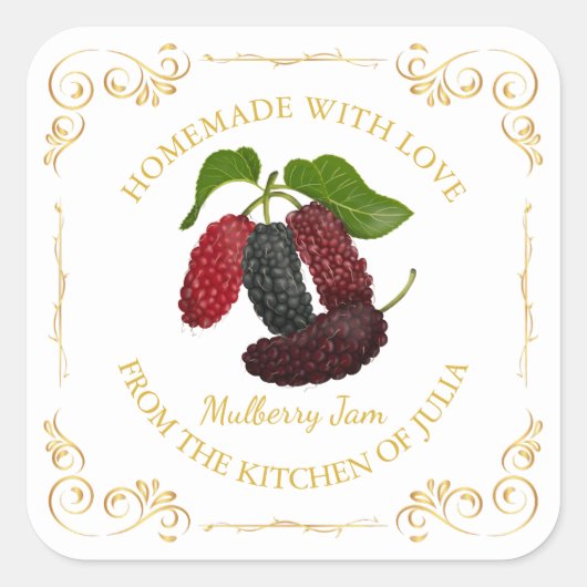  zelfgemaakte Mulberry Jam Square Label (Voorkant)