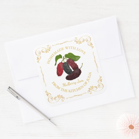 zelfgemaakte Mulberry Jam Square Label (Envelop)