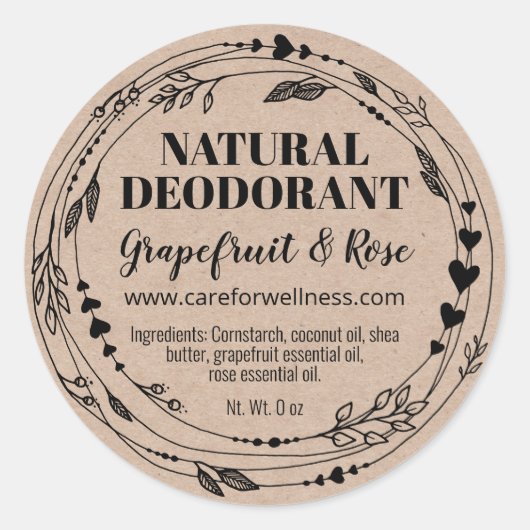 Zelfgemaakte natuurlijke handgemaakte deodorant la ronde sticker (Voorkant)