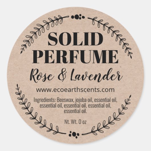 Zelfgemaakte natuurlijke Kraft massief parfum labe Ronde Sticker (Voorkant)